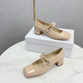 DIOR 26S MARY JANE HIGH HEELS 40MM IN NUDE PATENT CALFSKIN GOLD HARDWARE