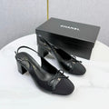 CHANEL 26S SLINGBACK HEELS 45 MM IN BLACK LAMBSKIN AND FABRIC