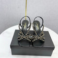 CHANEL 26S CHAIN STRAP HIGH HEELS 65 MM IN BLACK LAMBSKIN