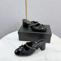 CHANEL 26S HIGH HEEL MULES 45 MM IN BLACK LAMBSKIN