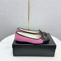 CHANEL 26S BALLET FLATS IN DARK PINK TWEED AND LAMBSKIN