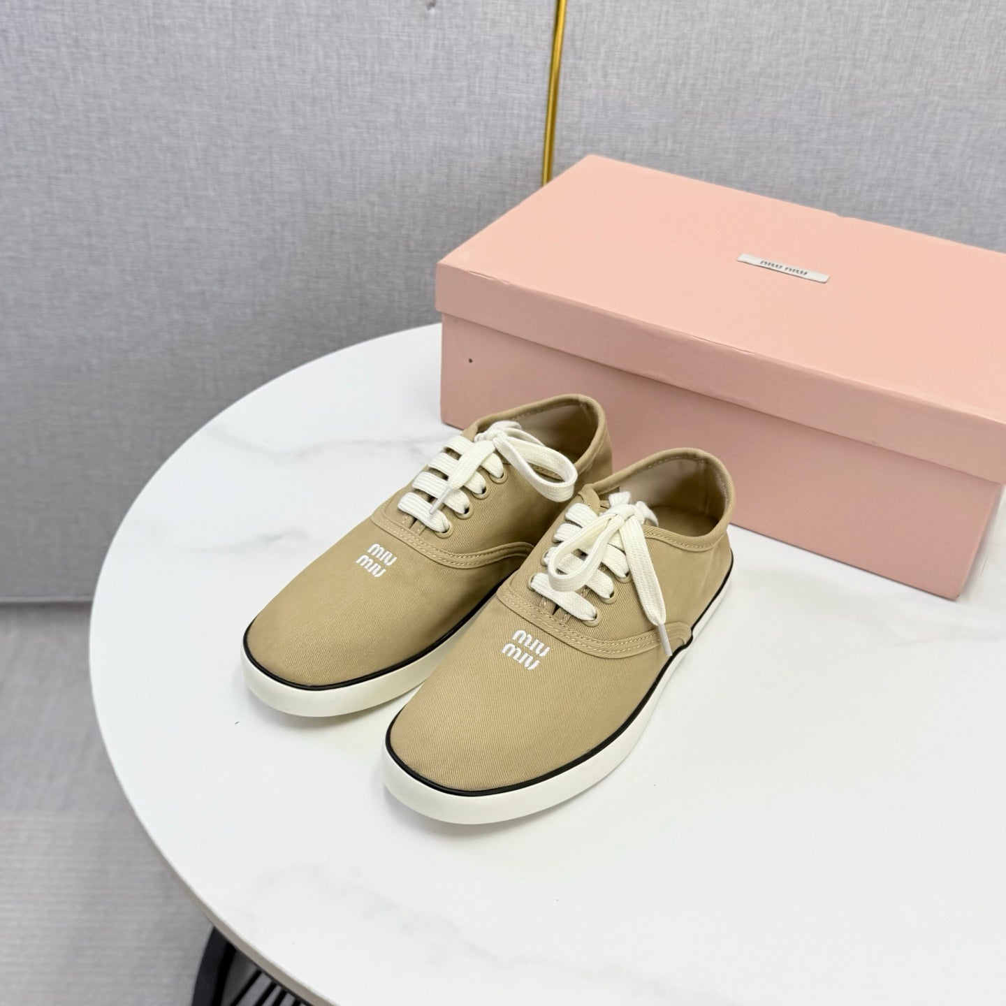 MIUMIU 26S SNEAKER IN CHESTNUT BROWN FABRIC