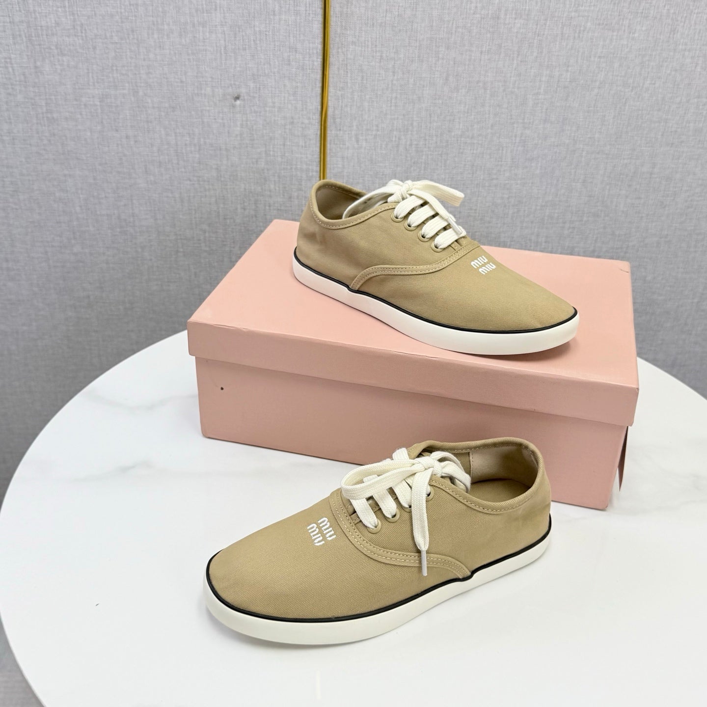 MIUMIU 26S SNEAKER IN CHESTNUT BROWN FABRIC