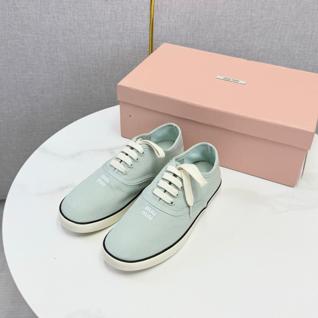 MIUMIU 26S SNEAKER IN LIGHT BLUE FABRIC
