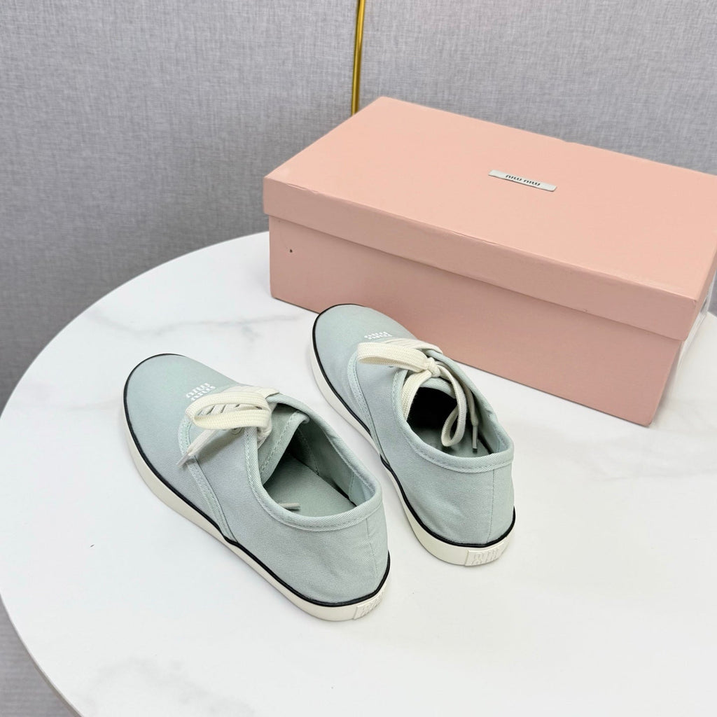 MIUMIU 26S SNEAKER IN LIGHT BLUE FABRIC