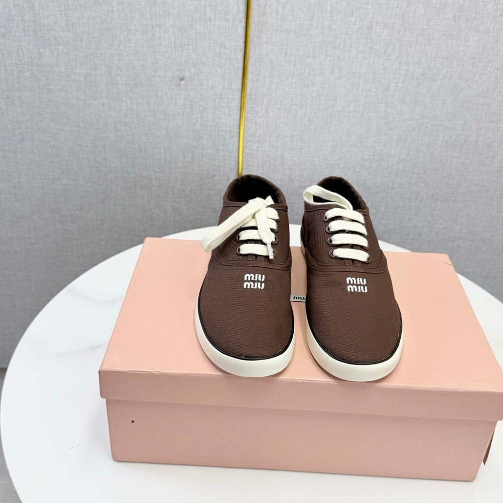 MIUMIU 26S SNEAKER IN DRAK BROWN FABRIC