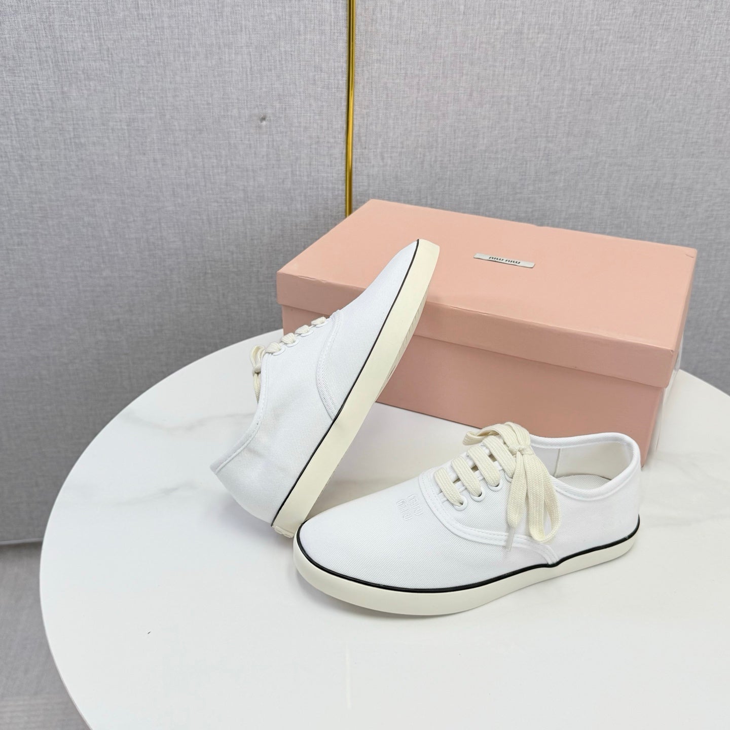 MIUMIU 26S SNEAKER IN WHITE FABRIC