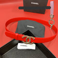 CC 26S BELT 30 MM IN RED CALFSKIN GOLD TONE 660334