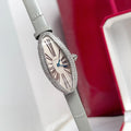 BAIGNOIRE ALLONGÉE WATCH SILVER CASE WITH PASTEL GRAY LEATHER STRAP