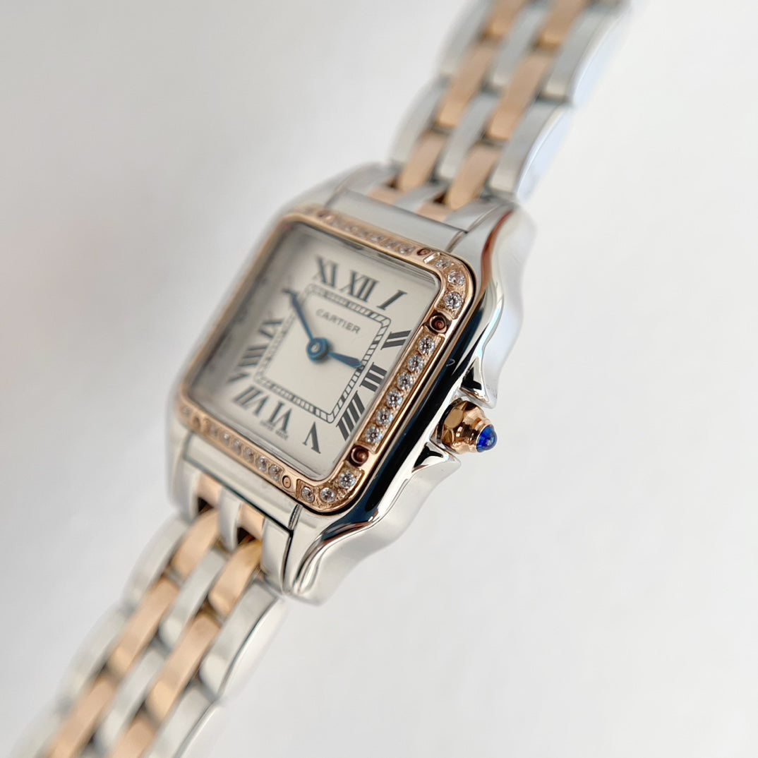 PANTHÈRE DE CARTIER WATCH PINK GOLD AND SILVER CASE