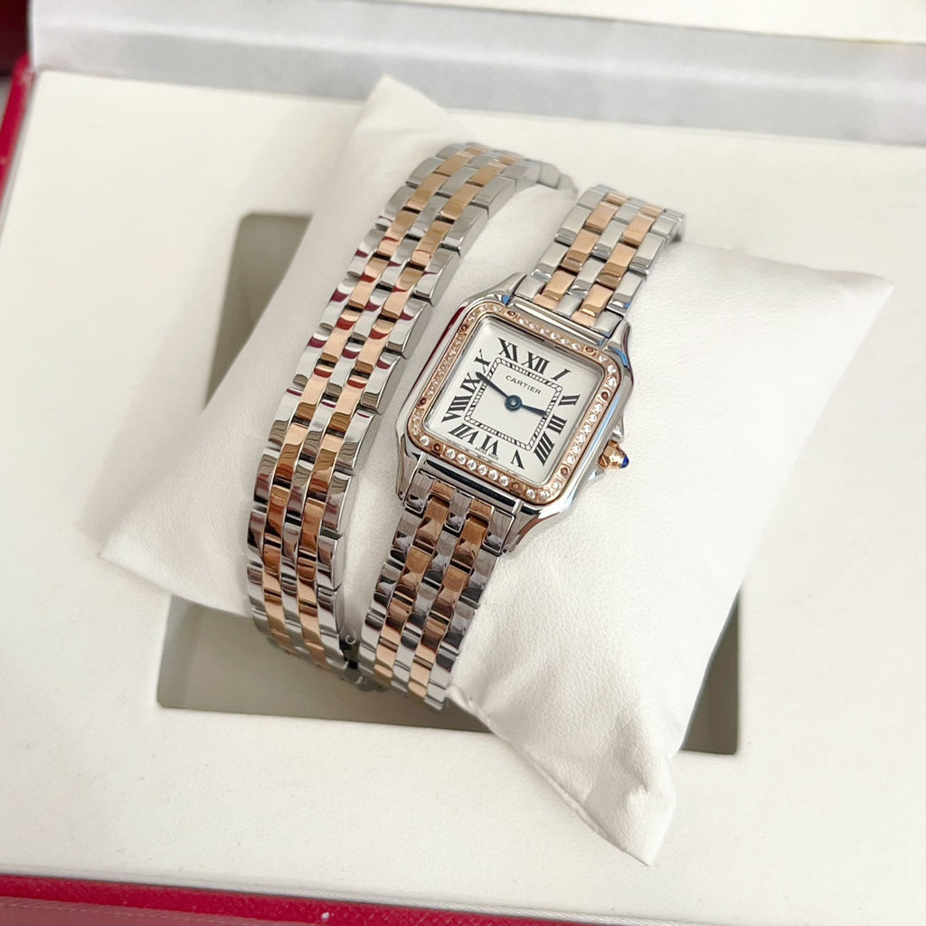 PANTHÈRE DE CARTIER WATCH PINK GOLD AND SILVER CASE