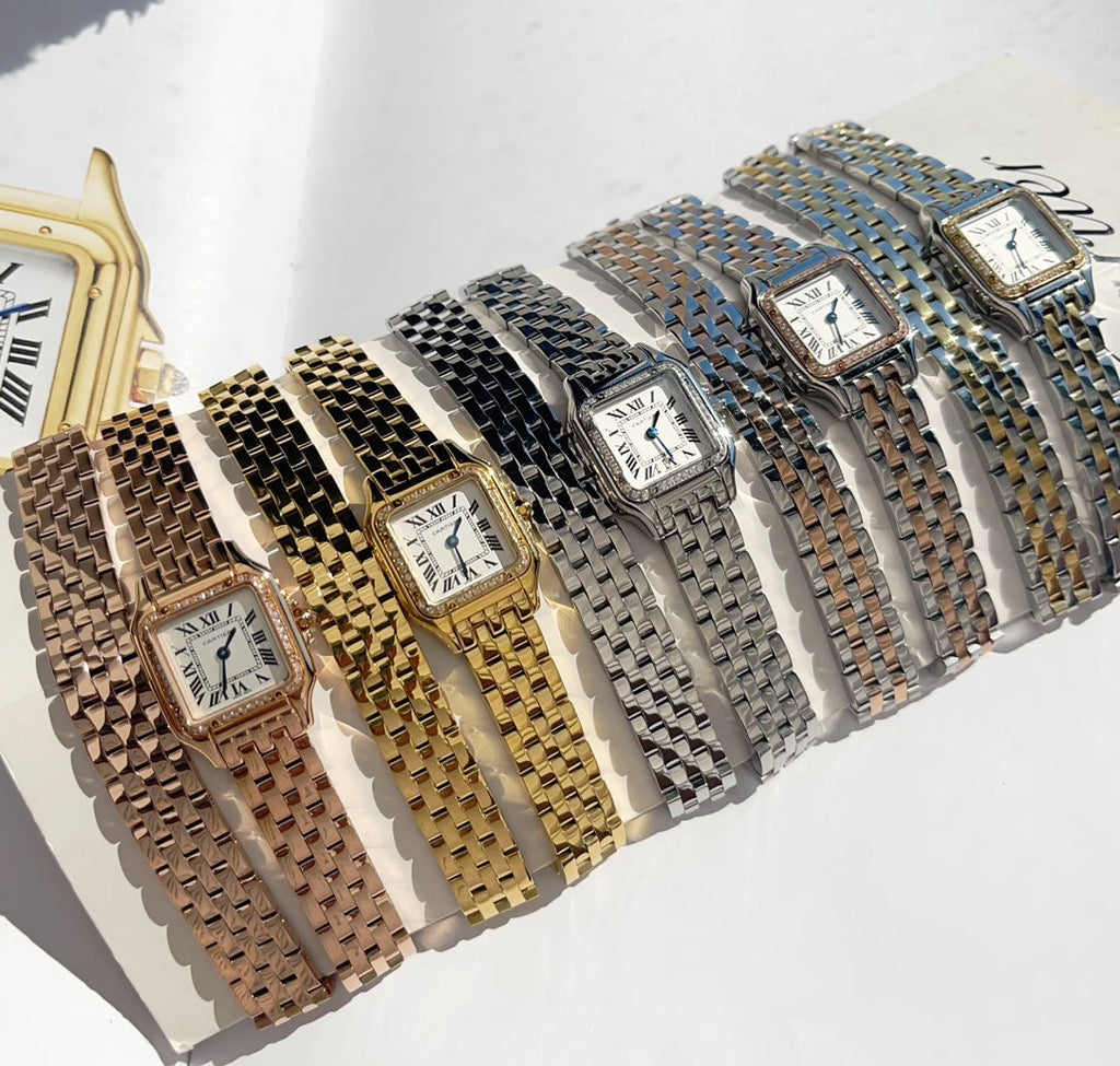 PANTHÈRE DE CARTIER WATCH GOLD CASE WITH CRYSTALS
