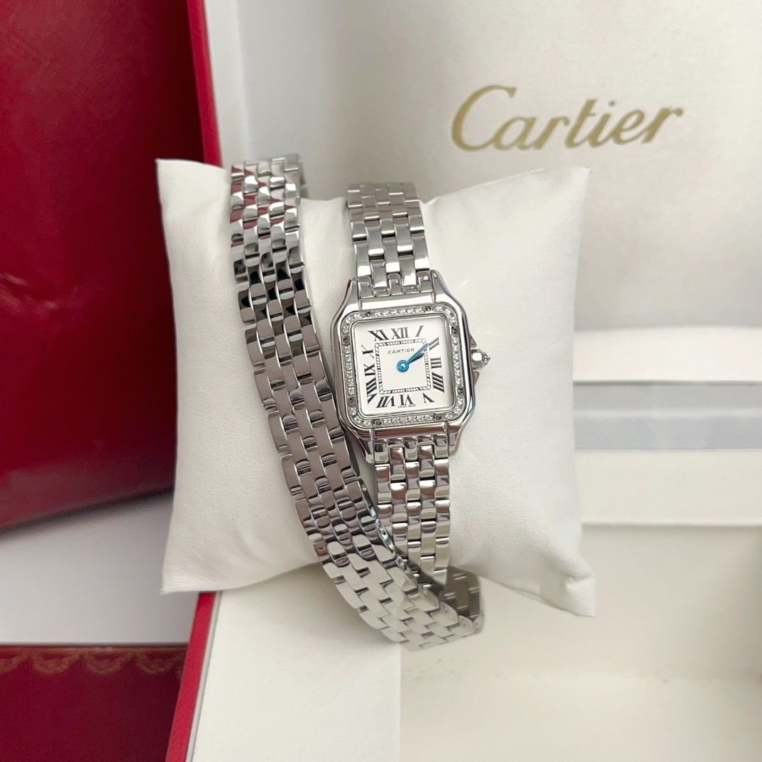 PANTHÈRE DE CARTIER WATCH SILVER CASE WITH CRYSTALS