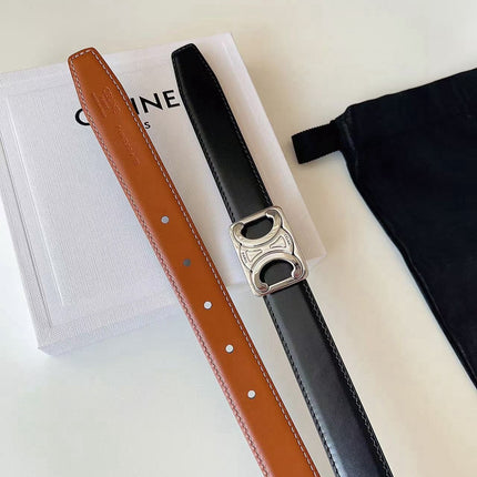 CELINE 26S BELT 25 MM IN BLACK AND BROWN CALFSKIN 636400
