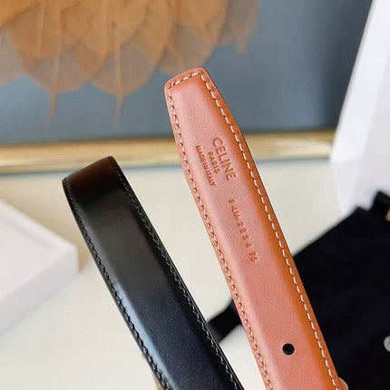CELINE 26S BELT 25 MM IN BLACK AND BROWN CALFSKIN 636400
