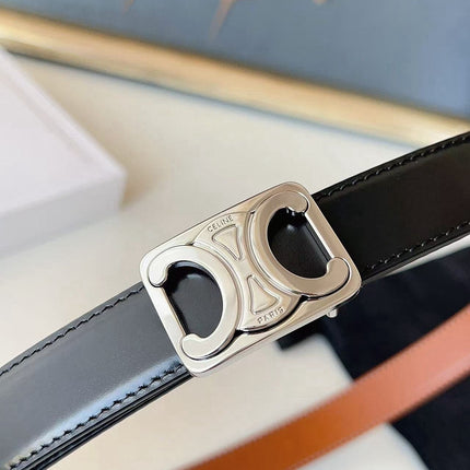CELINE 26S BELT 25 MM IN BLACK AND BROWN CALFSKIN 636400