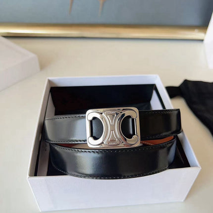 CELINE 26S BELT 25 MM IN BLACK AND BROWN CALFSKIN 636400