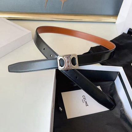 CELINE 26S BELT 25 MM IN BLACK AND BROWN CALFSKIN 636400
