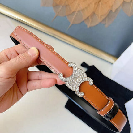 CELINE 26S BELT 25 MM IN BLACK AND BROWN CALFSKIN 636402
