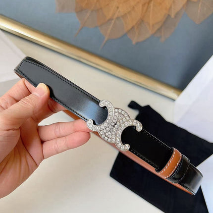 CELINE 26S BELT 25 MM IN BLACK AND BROWN CALFSKIN 636402