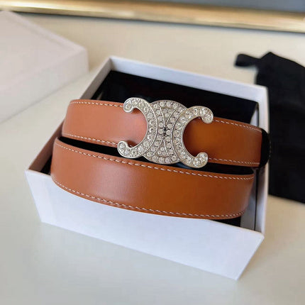 CELINE 26S BELT 25 MM IN BLACK AND BROWN CALFSKIN 636402