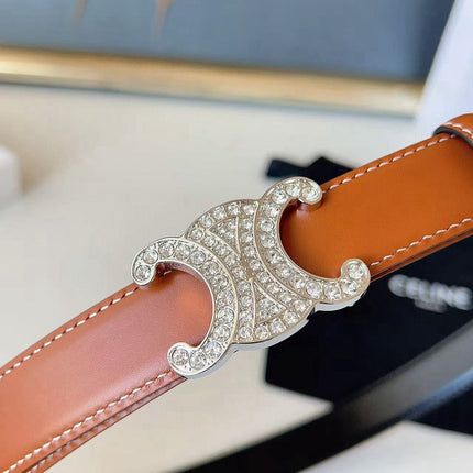 CELINE 26S BELT 25 MM IN BLACK AND BROWN CALFSKIN 636402
