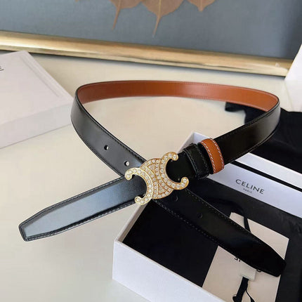 CELINE 26S BELT 25 MM IN BLACK AND BROWN CALFSKIN 636403