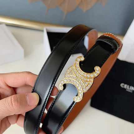 CELINE 26S BELT 25 MM IN BLACK AND BROWN CALFSKIN 636403