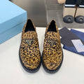 PRADA 26S LOAFERS IN BROWN LEOPARD PRINT PONY HAIR