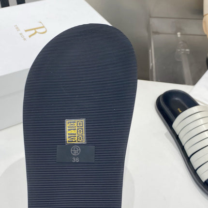 THE ROW 26S MULTI STRAP SLIDES IN WHITE CALFSKIN