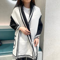 SCARF 195 CM IN BLACK MIX WHITE CASHMERE AND WOOL 402234