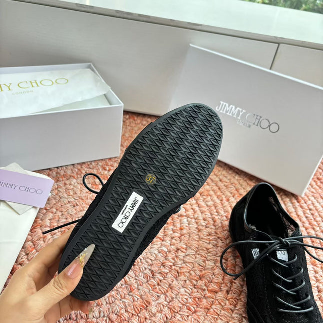 JIMMY CHOO 26S SNEAKERS IN BLACK MESH AND SUEDE