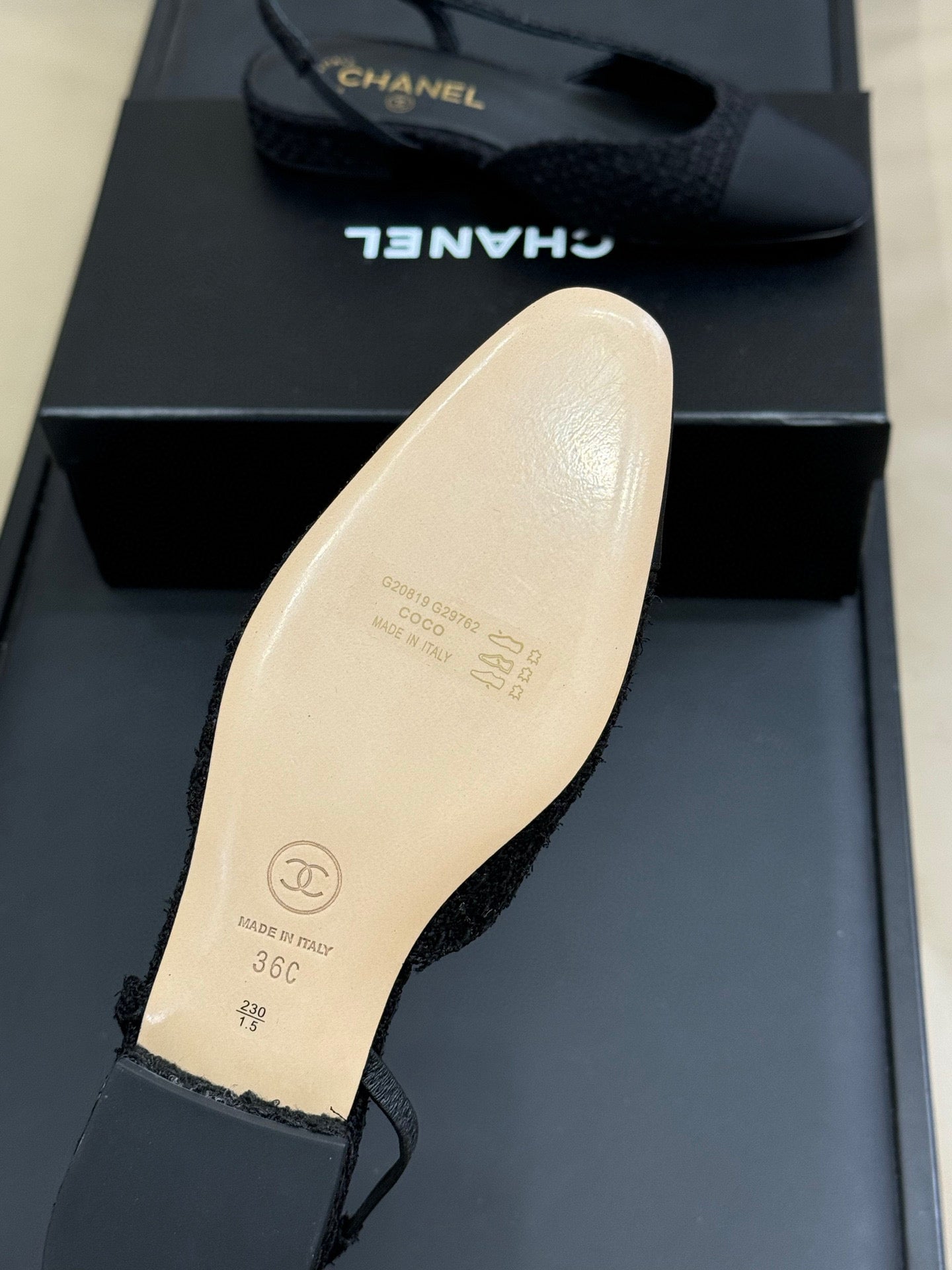 CC SLINGBACK 25S IN BLACK TWEED AND FABRIC