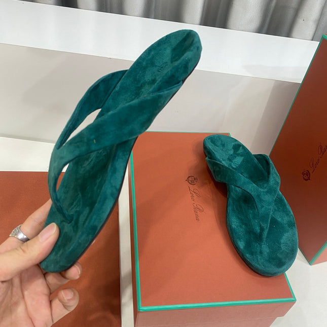 LP 26S THONG SANDALS IN DEEP TEAL GREEN SUEDE