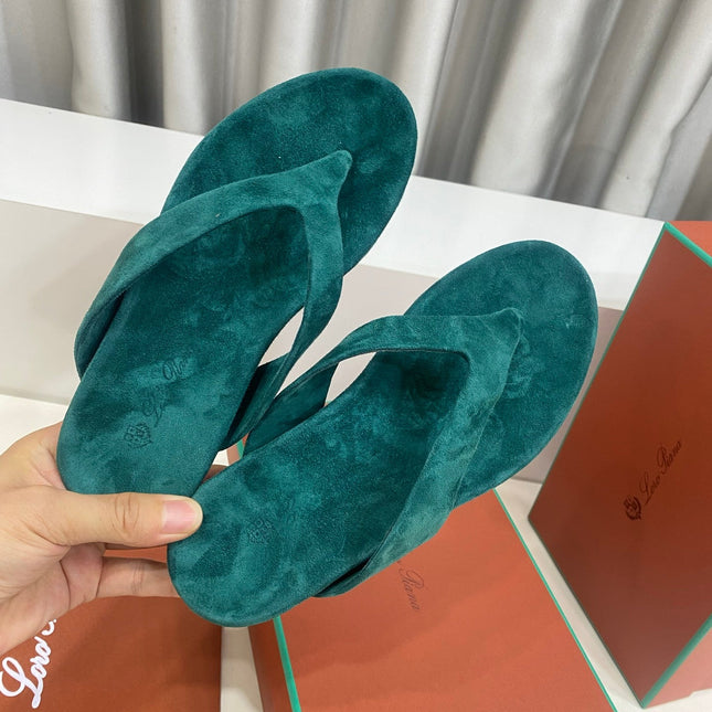 LP 26S THONG SANDALS IN DEEP TEAL GREEN SUEDE