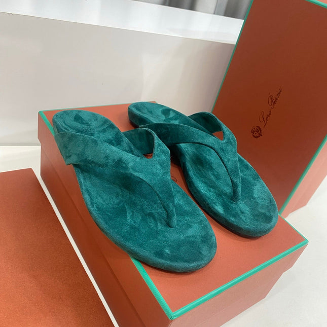 LP 26S THONG SANDALS IN DEEP TEAL GREEN SUEDE