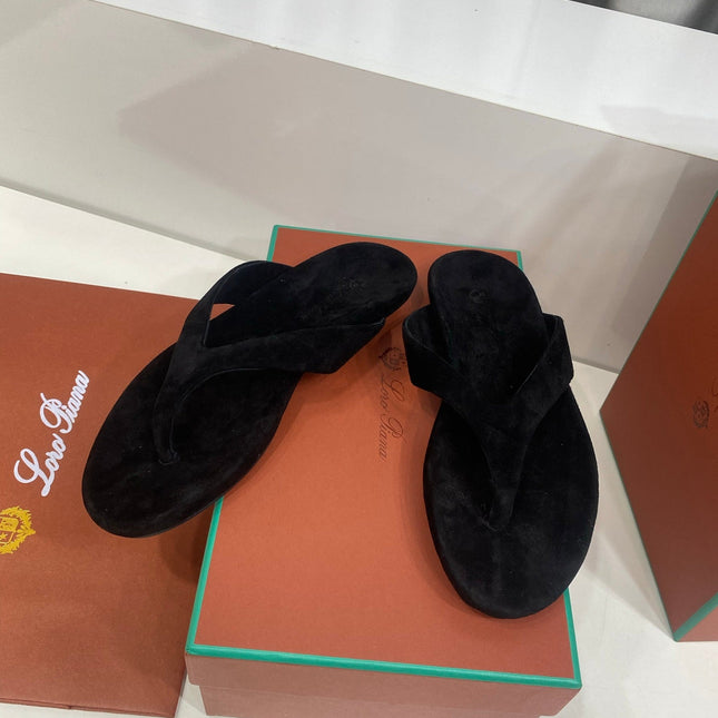 LP 26S THONG SANDALS IN BLACK SUEDE