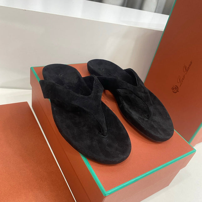 LP 26S THONG SANDALS IN BLACK SUEDE