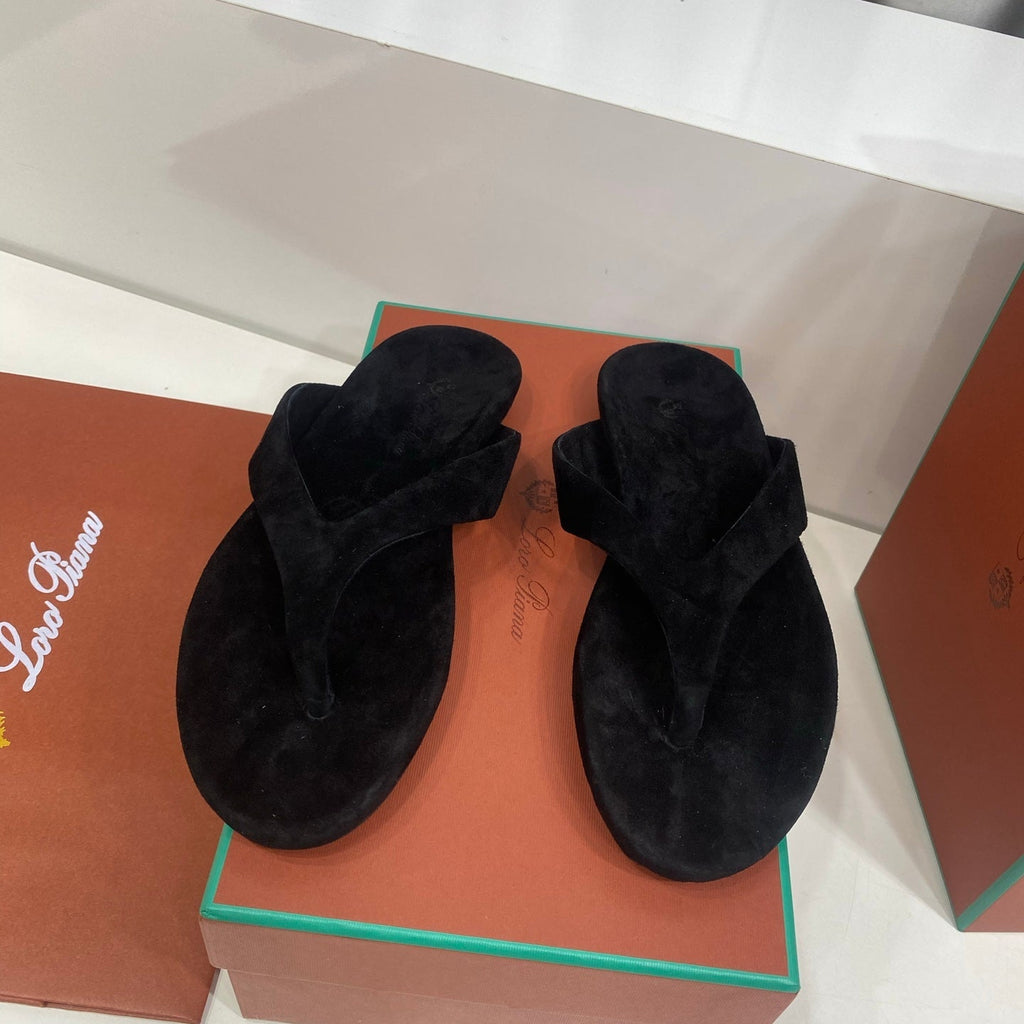 LP 26S THONG SANDALS IN BLACK SUEDE
