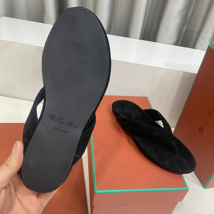 LP 26S THONG SANDALS IN BLACK SUEDE