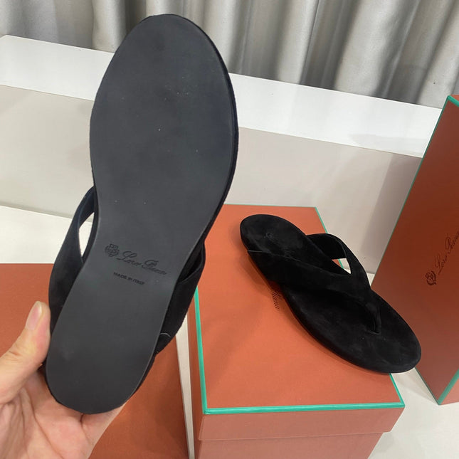 LP 26S THONG SANDALS IN BLACK SUEDE
