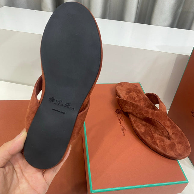 LP 26S THONG SANDALS IN DARK BROWN SUEDE