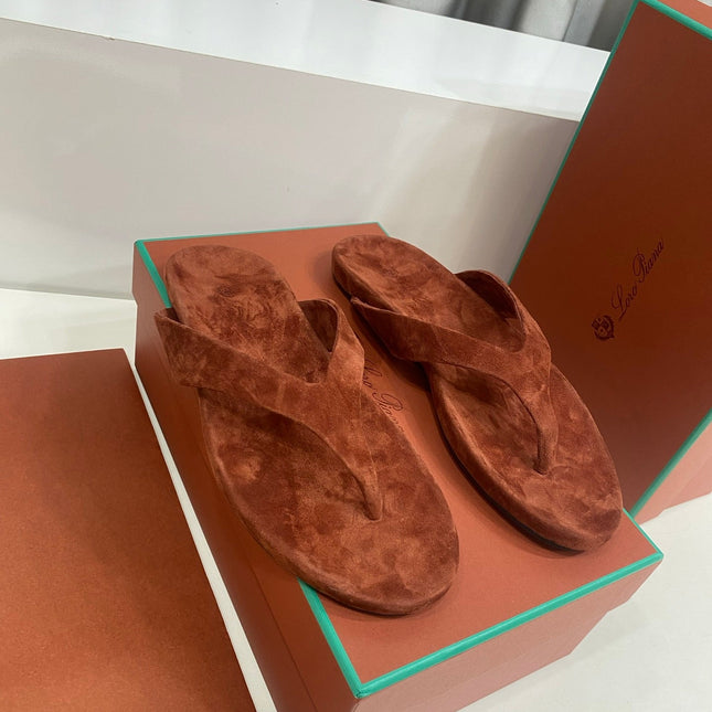 LP 26S THONG SANDALS IN DARK BROWN SUEDE