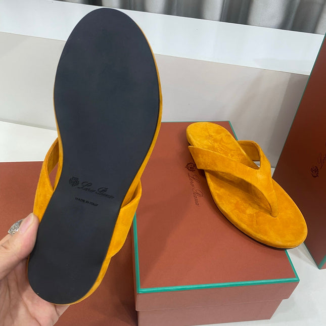 LP 26S THONG SANDALS IN MUSTARD YELLOW SUEDE