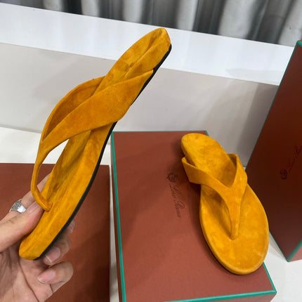 LP 26S THONG SANDALS IN MUSTARD YELLOW SUEDE