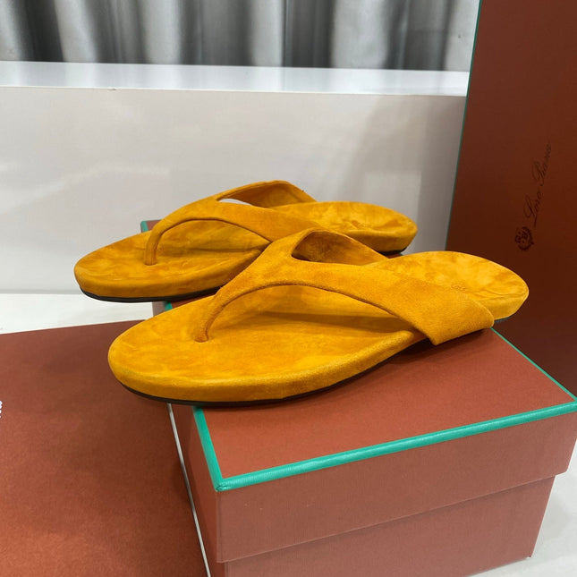 LP 26S THONG SANDALS IN MUSTARD YELLOW SUEDE