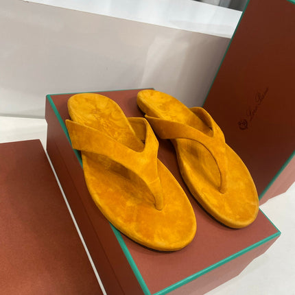 LP 26S THONG SANDALS IN MUSTARD YELLOW SUEDE