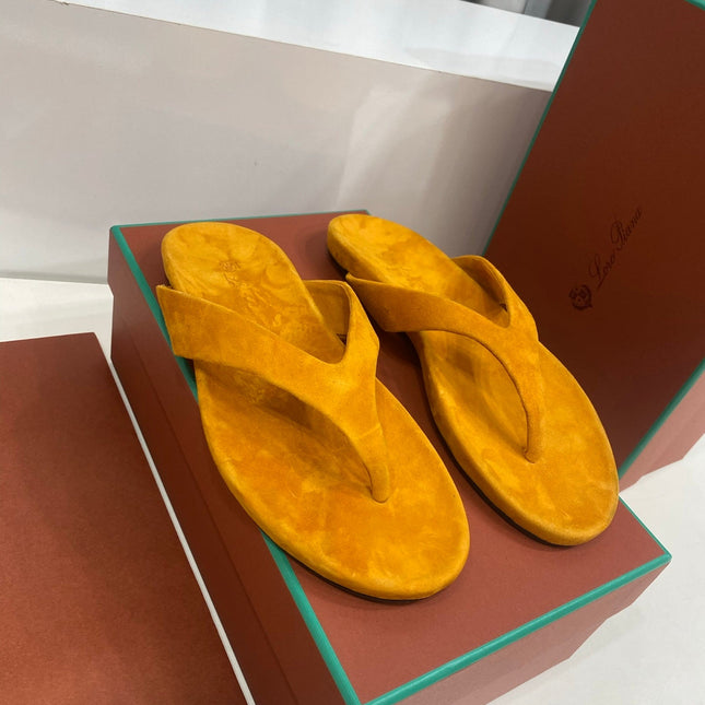 LP 26S THONG SANDALS IN MUSTARD YELLOW SUEDE