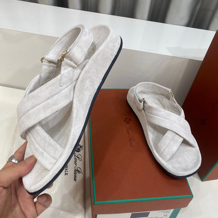 LP 26S CROSS-STRAP SANDALS IN OFF WHITE SUEDE