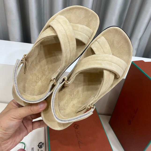 LP 26S CROSS-STRAP SANDALS IN BEIGE SUEDE